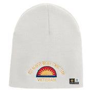 U.S. Army 41st Infantry Brigade Combat Team Symbol Embroidered 8 Inch Solid Knit Short Beanie Made in USA - White OSFM