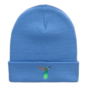 Humming Bird Embroidered 12 Inch Long Knitted Beanie