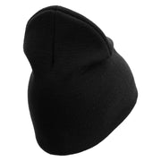 U.S. Army 42nd Infantry Division Symbol Embroidered 8 Inch Solid Knit Short Beanie Made in USA - Black OSFM