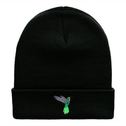 Humming Bird Embroidered 12 Inch Long Knitted Beanie