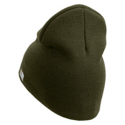 U.S. Army 42nd Infantry Division Symbol Embroidered 8 Inch Solid Knit Short Beanie Made in USA - Olive OSFM