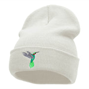 Humming Bird Embroidered 12 Inch Long Knitted Beanie