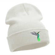 Humming Bird Embroidered 12 Inch Long Knitted Beanie