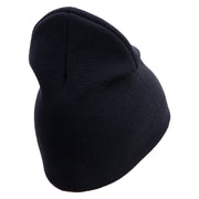 U.S. Army 42nd Infantry Division Symbol Embroidered 8 Inch Solid Knit Short Beanie Made in USA - Navy OSFM