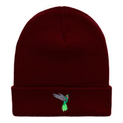 Humming Bird Embroidered 12 Inch Long Knitted Beanie