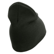 U.S. Army 42nd Infantry Division Symbol Embroidered 8 Inch Solid Knit Short Beanie Made in USA - graphite OSFM