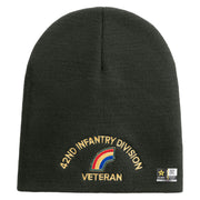 U.S. Army 42nd Infantry Division Symbol Embroidered 8 Inch Solid Knit Short Beanie Made in USA - graphite OSFM