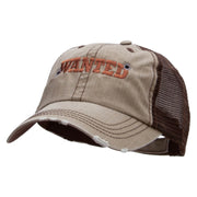 Wanted Embroidered Low Profile Special Cotton Mesh Cap