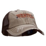 Wanted Embroidered Low Profile Special Cotton Mesh Cap