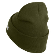 U.S. Army 3rd Infantry Division Logo Embroidered 12 Inch Solid Knit Cuff Long Beanie Made in USA - Olive OSFM