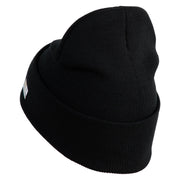 U.S. Army 3rd Infantry Division Logo Embroidered 12 Inch Solid Knit Cuff Long Beanie Made in USA - Black OSFM