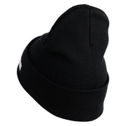 U.S. Army 4th Infantry Division Logo Embroidered 12 Inch Solid Knit Cuff Long Beanie Made in USA - Black OSFM