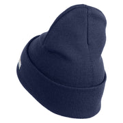 U.S. Army 4th Infantry Division Logo Embroidered 12 Inch Solid Knit Cuff Long Beanie Made in USA - Navy OSFM