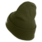 U.S. Army 4th Infantry Division Logo Embroidered 12 Inch Solid Knit Cuff Long Beanie Made in USA - Olive OSFM