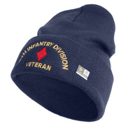 U.S. Army 5th Infantry Division Logo Embroidered 12 Inch Solid Knit Cuff Long Beanie Made in USA - Navy OSFM