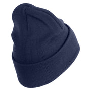 U.S. Army 5th Infantry Division Logo Embroidered 12 Inch Solid Knit Cuff Long Beanie Made in USA - Navy OSFM