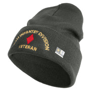 U.S. Army 5th Infantry Division Logo Embroidered 12 Inch Solid Knit Cuff Long Beanie Made in USA - Charcoal OSFM