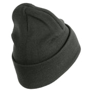 U.S. Army 5th Infantry Division Logo Embroidered 12 Inch Solid Knit Cuff Long Beanie Made in USA - Charcoal OSFM