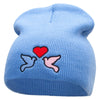 2 Love Birds Embroidered 8 Inch Short Beanie