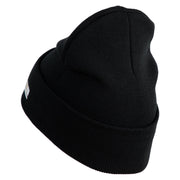 U.S. Army 7th Infantry Division Logo Embroidered 12 Inch Solid Knit Cuff Long Beanie Made in USA - Black OSFM