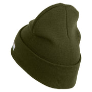 U.S. Army 7th Infantry Division Logo Embroidered 12 Inch Solid Knit Cuff Long Beanie Made in USA - Olive OSFM