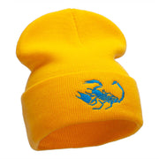 Scorpion Silhouette Embroidered 12 Inch Knitted Long Beanie