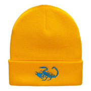 Scorpion Silhouette Embroidered 12 Inch Knitted Long Beanie