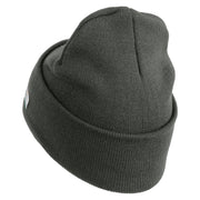 U.S. Army 8th Infantry Division Logo Embroidered 12 Inch Solid Knit Cuff Long Beanie Made in USA - Charcoal OSFM