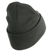 U.S. Army 8th Infantry Division Logo Embroidered 12 Inch Solid Knit Cuff Long Beanie Made in USA - Charcoal OSFM