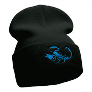 Scorpion Silhouette Embroidered 12 Inch Knitted Long Beanie