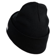 U.S. Army 8th Infantry Division Logo Embroidered 12 Inch Solid Knit Cuff Long Beanie Made in USA - Black OSFM