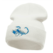 Scorpion Silhouette Embroidered 12 Inch Knitted Long Beanie