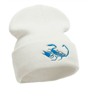 Scorpion Silhouette Embroidered 12 Inch Knitted Long Beanie