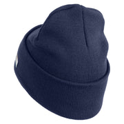 U.S. Army 8th Infantry Division Logo Embroidered 12 Inch Solid Knit Cuff Long Beanie Made in USA - Navy OSFM