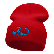 Scorpion Silhouette Embroidered 12 Inch Knitted Long Beanie