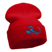 Scorpion Silhouette Embroidered 12 Inch Knitted Long Beanie