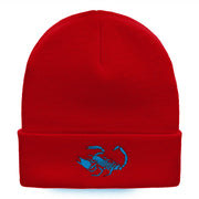 Scorpion Silhouette Embroidered 12 Inch Knitted Long Beanie