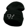 Cat Doodle Outline Embroidered Knitted Long Beanie