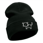 Cat Doodle Outline Embroidered Knitted Long Beanie