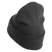 U.S. Army 9th Infantry Division Logo Embroidered 12 Inch Solid Knit Cuff Long Beanie Made in USA - Charcoal OSFM