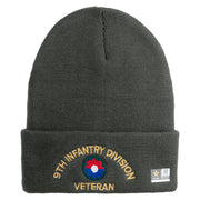 U.S. Army 9th Infantry Division Logo Embroidered 12 Inch Solid Knit Cuff Long Beanie Made in USA