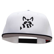 Raccoon Silhouette Embroidered Wool Blend Pro Style 2 Tone Snapback - Black-White OSFM