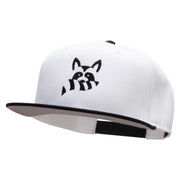 Raccoon Silhouette Embroidered Wool Blend Pro Style 2 Tone Snapback - Black-White OSFM