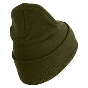 U.S. Army 11th Infantry Brigade Logo Embroidered 12 Inch Solid Knit Cuff Long Beanie Made in USA - Olive OSFM