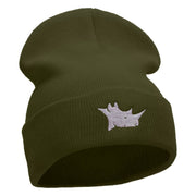 Rhino Head Embroidered 12 Inch Long Knitted Beanie