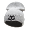 Mystical Black Cat Outline Embroidered Knitted Long Beanie