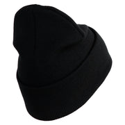 U.S. Army 23rd Infantry Division Logo Embroidered 12 Inch Solid Knit Cuff Long Beanie Made in USA - Black OSFM