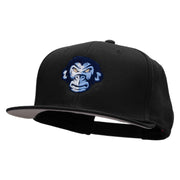 Monkey Blue Embroidered Superior Cotton Twill Flat Bill Snapback Prostyle Cap - Black OSFM