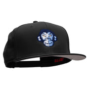 Monkey Blue Embroidered Superior Cotton Twill Flat Bill Snapback Prostyle Cap - Black OSFM