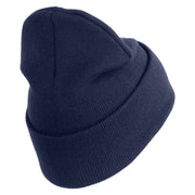U.S. Army 23rd Infantry Division Logo Embroidered 12 Inch Solid Knit Cuff Long Beanie Made in USA - Navy OSFM